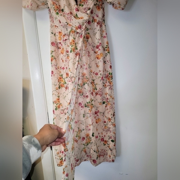 Revolve x House of Harlow 1960 Maeve Midi Floral Top Puff Sleeves Leg Slit S - Picture 3 of 16